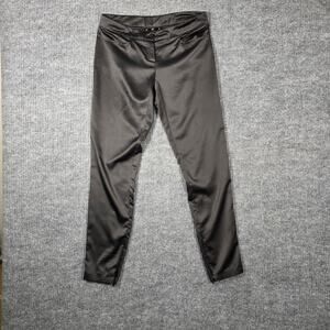 Patrizia Pepe Satin Pants Black Slim Leg Italian Designer Size 42